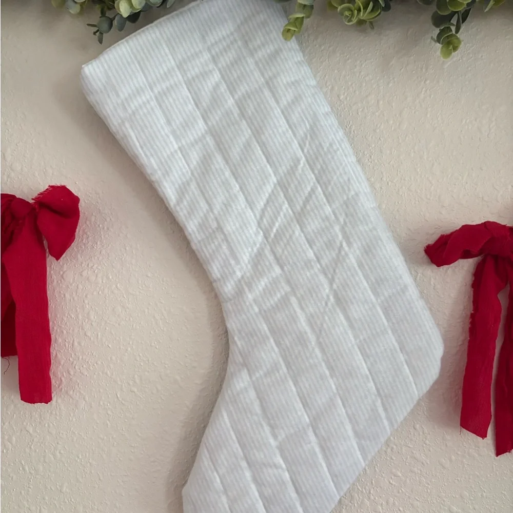 Blue and White Checkered Holiday Stocking